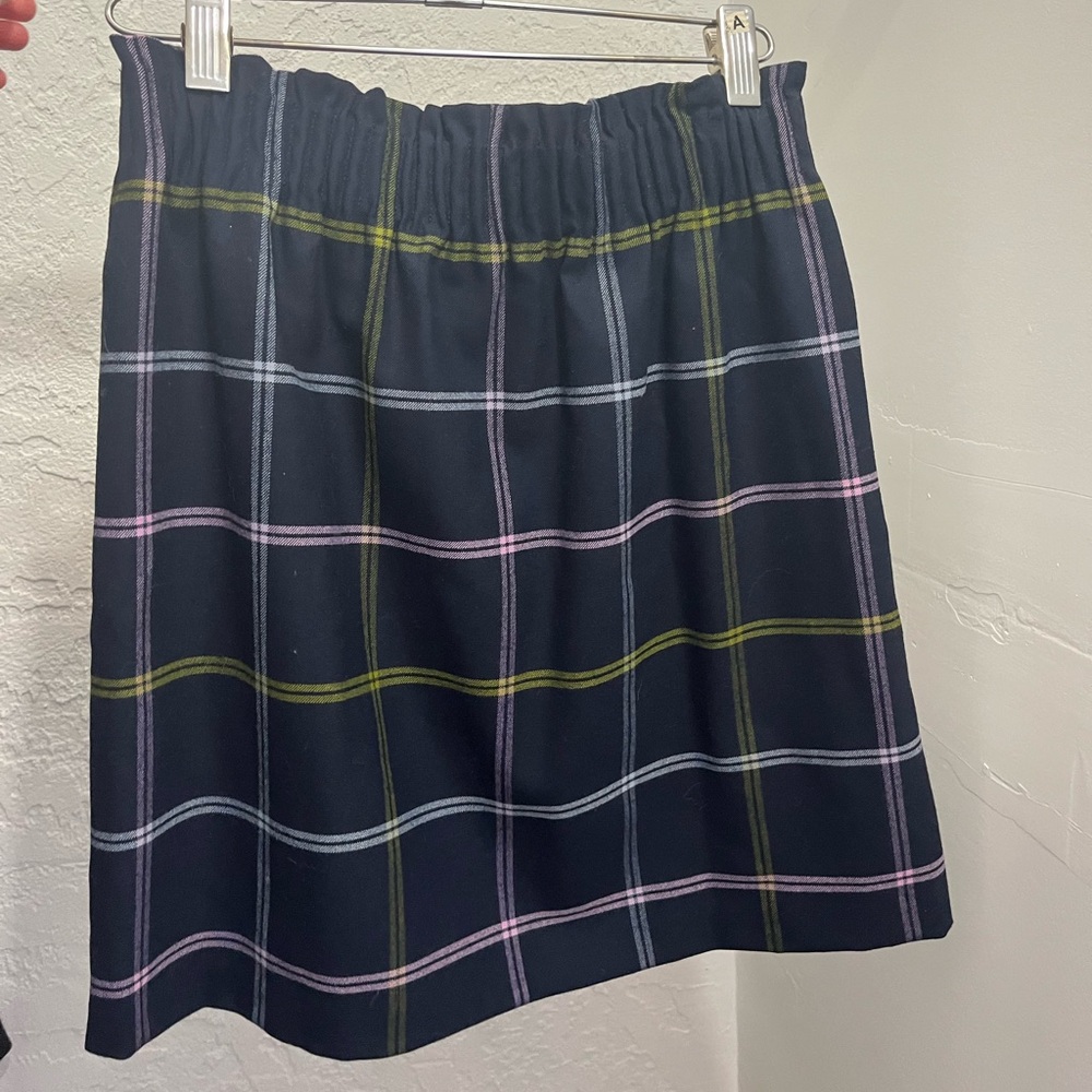 Plaid Navy Blue J.Crew Mini Skirt with pockets